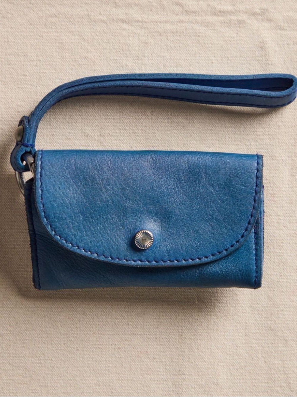 Free People Blue Leather Wristlet Lanyard